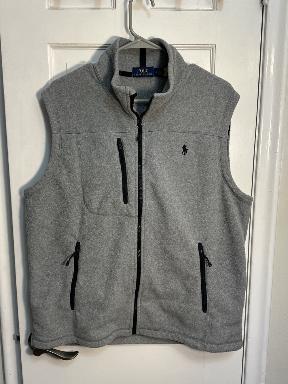 Polo by Ralph Lauren Gray Fleece Zip Vest with Black Accents Men’s Large